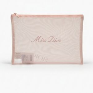 💖Miss Dior Pink Embroidered Mesh Zippy Pouch